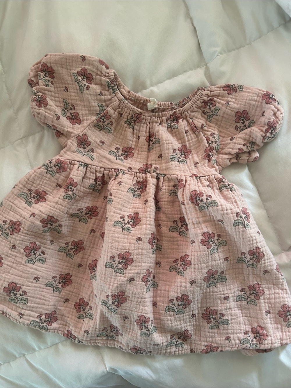 Quincy Mae Pink Floral Cotton Baby Dress